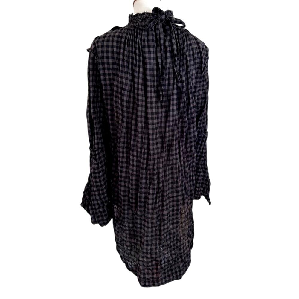 Malia Mills Y2K Gingham Victorian Romantic Tunic Top Ruffle Collar Size 2 - Picture 2 of 9